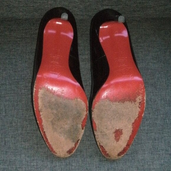 Christian Louboutin Red Bottom Black Patent Leather High Heel Pumps Shoes ~ 39.5 - Picture 6 of 10
